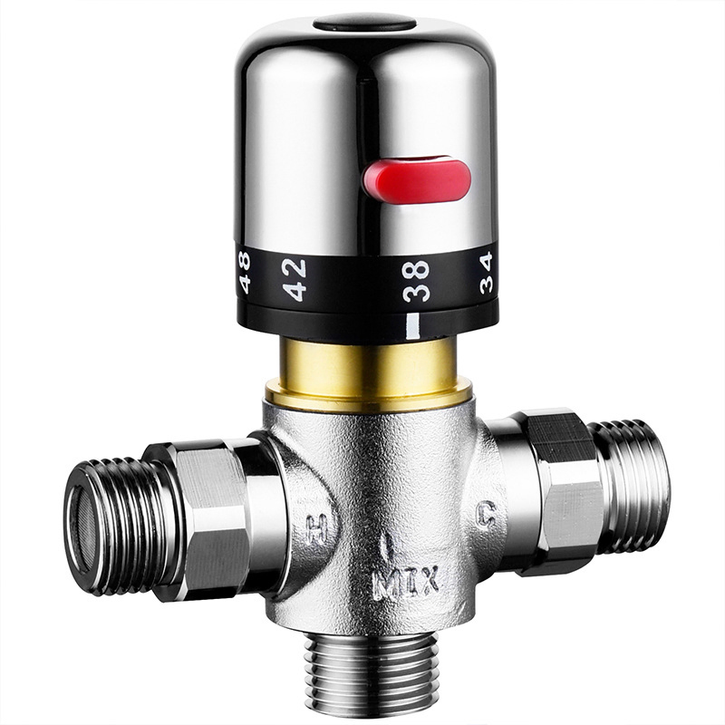 3 Way DN20 Mixing Valve Manifold Male Thread Brass Thermostatic for Solar Water Heater