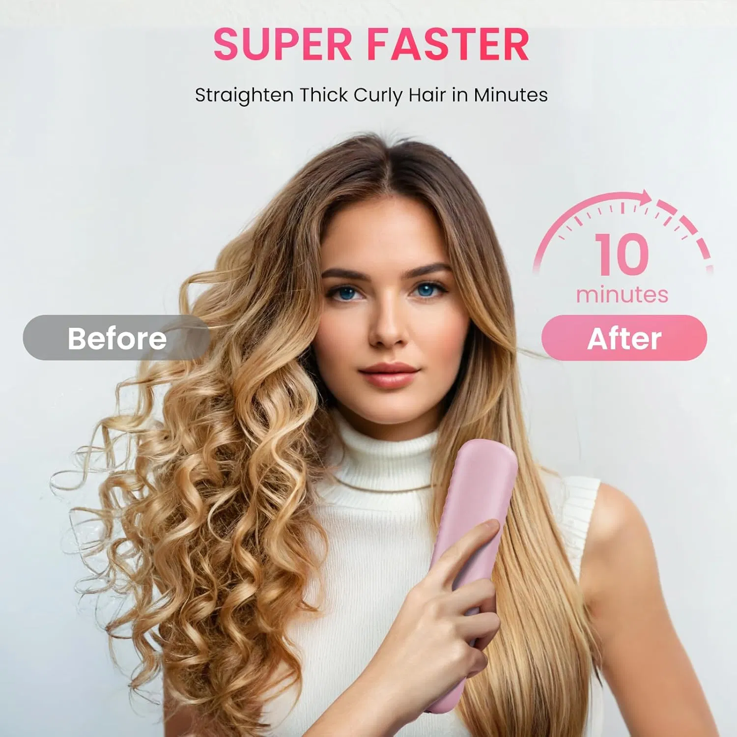 Portable Mini Cordless Hair Straightener Brush
