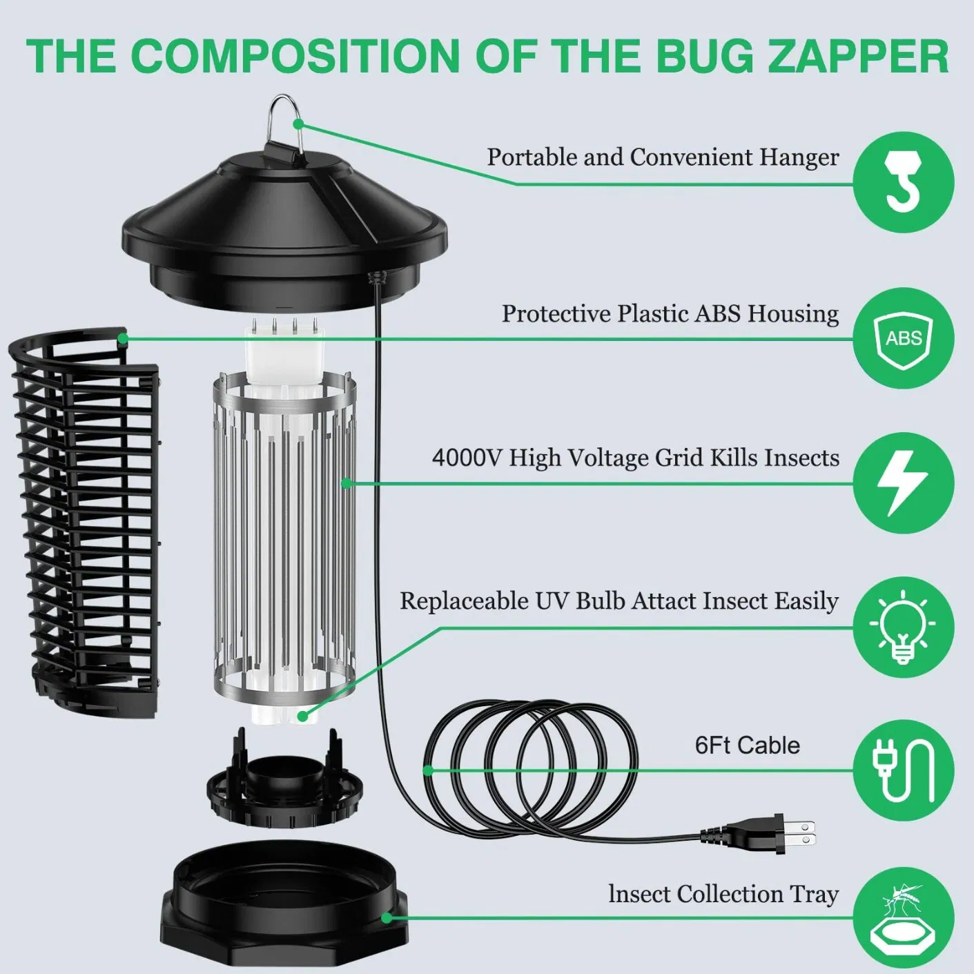 Eco-Friendly Electric Bug Zapper with Weatherproof Design for Garden Use