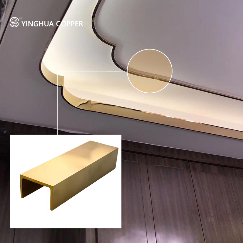 U-Shaped Brass Extruded Profiles Manufacturer Directly Supplies Wooden Flooring with Embedded Metal Brass Strips