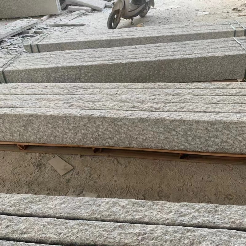 Chiseled Grey Granite Curbstone & Kerbstone Natural Grey Granite Slab Tile Project