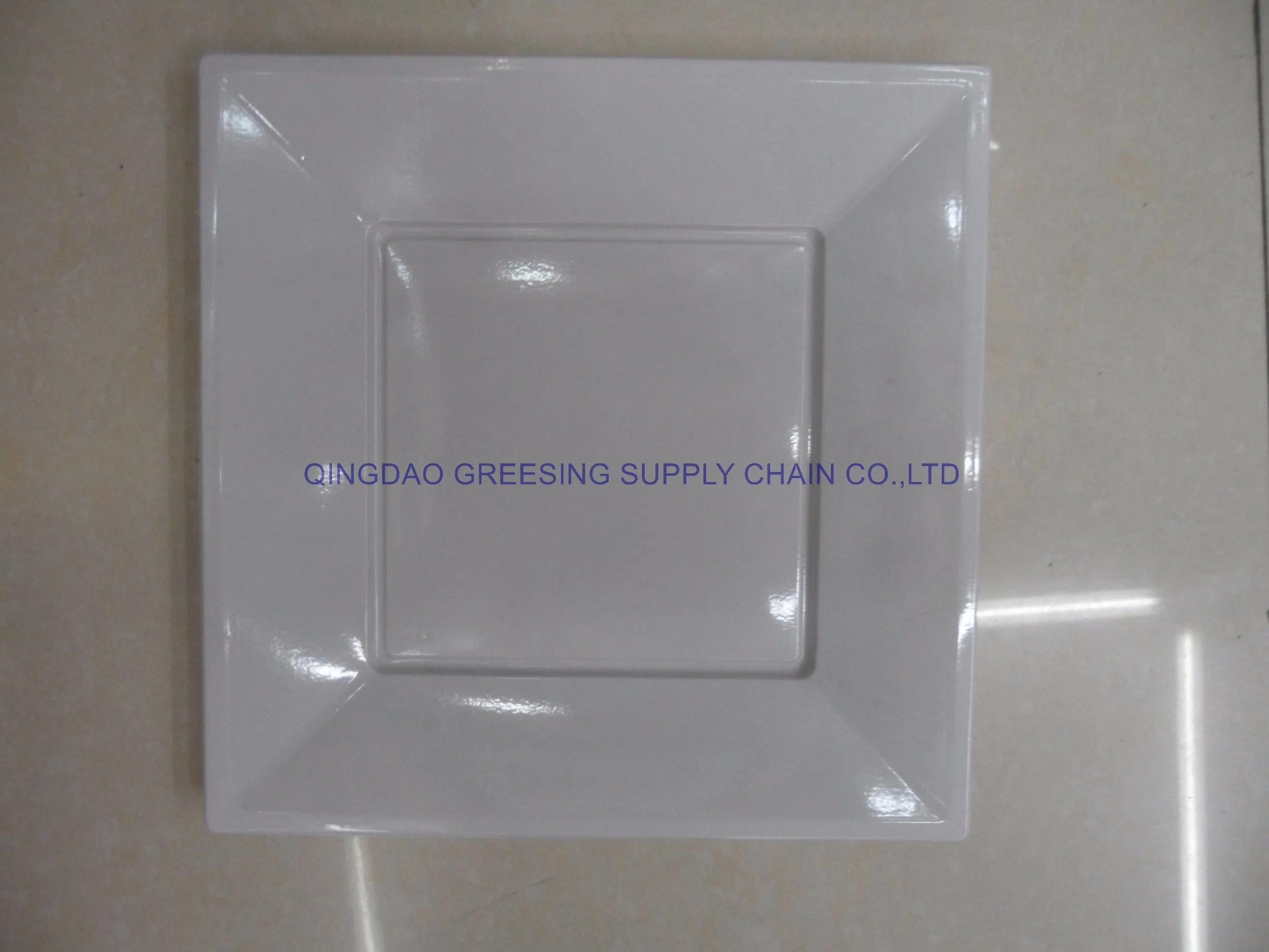 18cm Disposable PS Plastic Square Food Plate for Party