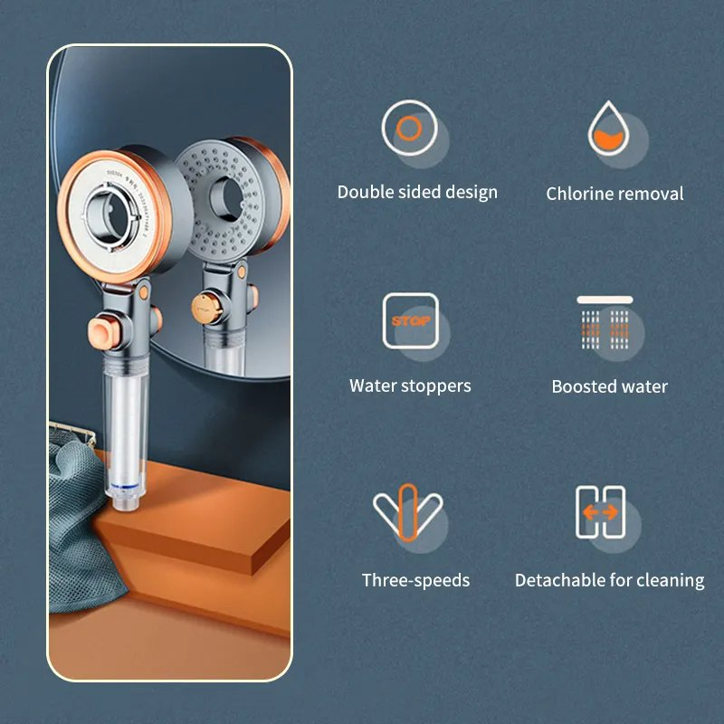 Modern High Pressure Massage ABS Bathroom Shower Head with PP Cotton Filter