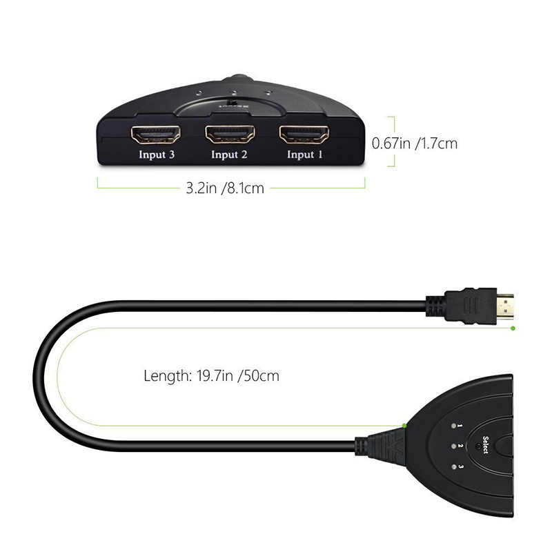 3 Input 1 Output Switcher 3D Video Playing 3-in-1 HDTV Output