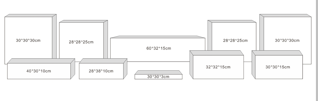 Set of 10 PCS White Buffet Cube Display Nesting Food Acrylic Table Riser