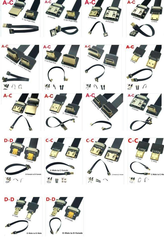 Flexible Flat FPC Cable with 90 Degree Micro HDMI Connector
