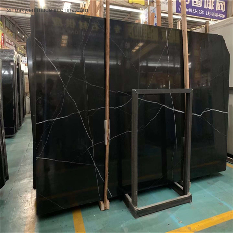 China Nero Marquina Black Big Marble Slab for Building Material