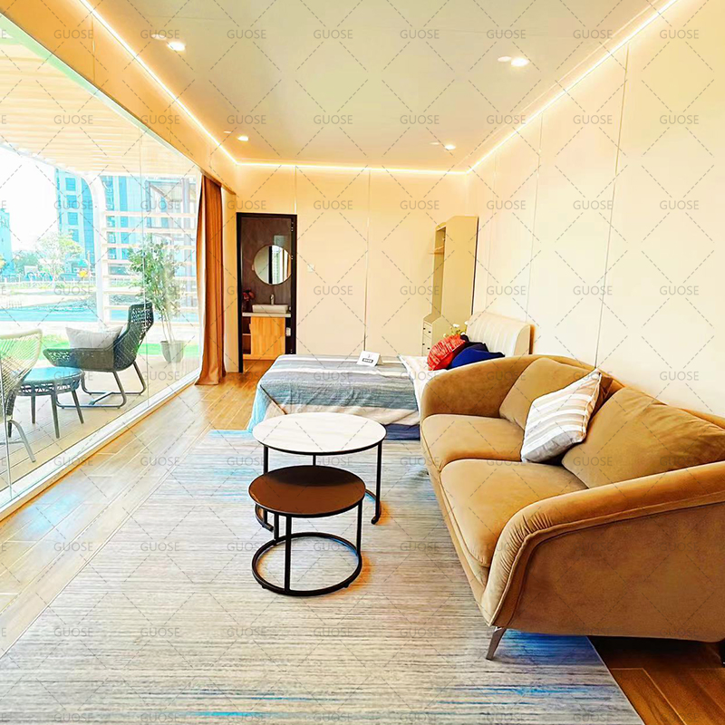 20FT 40FT Prefabricated Modular Mobile Home and Luxurious Sea View Sun Room Beach Room Modular Prefabricated House Apple Cabin