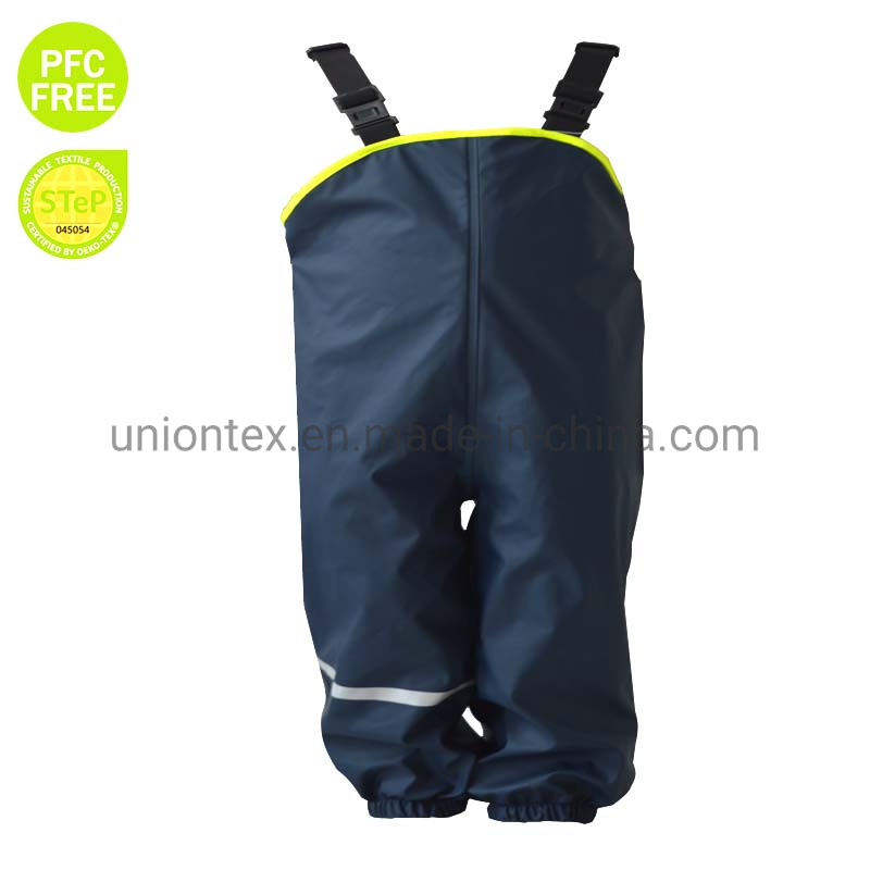 Children PU Rainwear with Reflective Tape and Fleece Lining