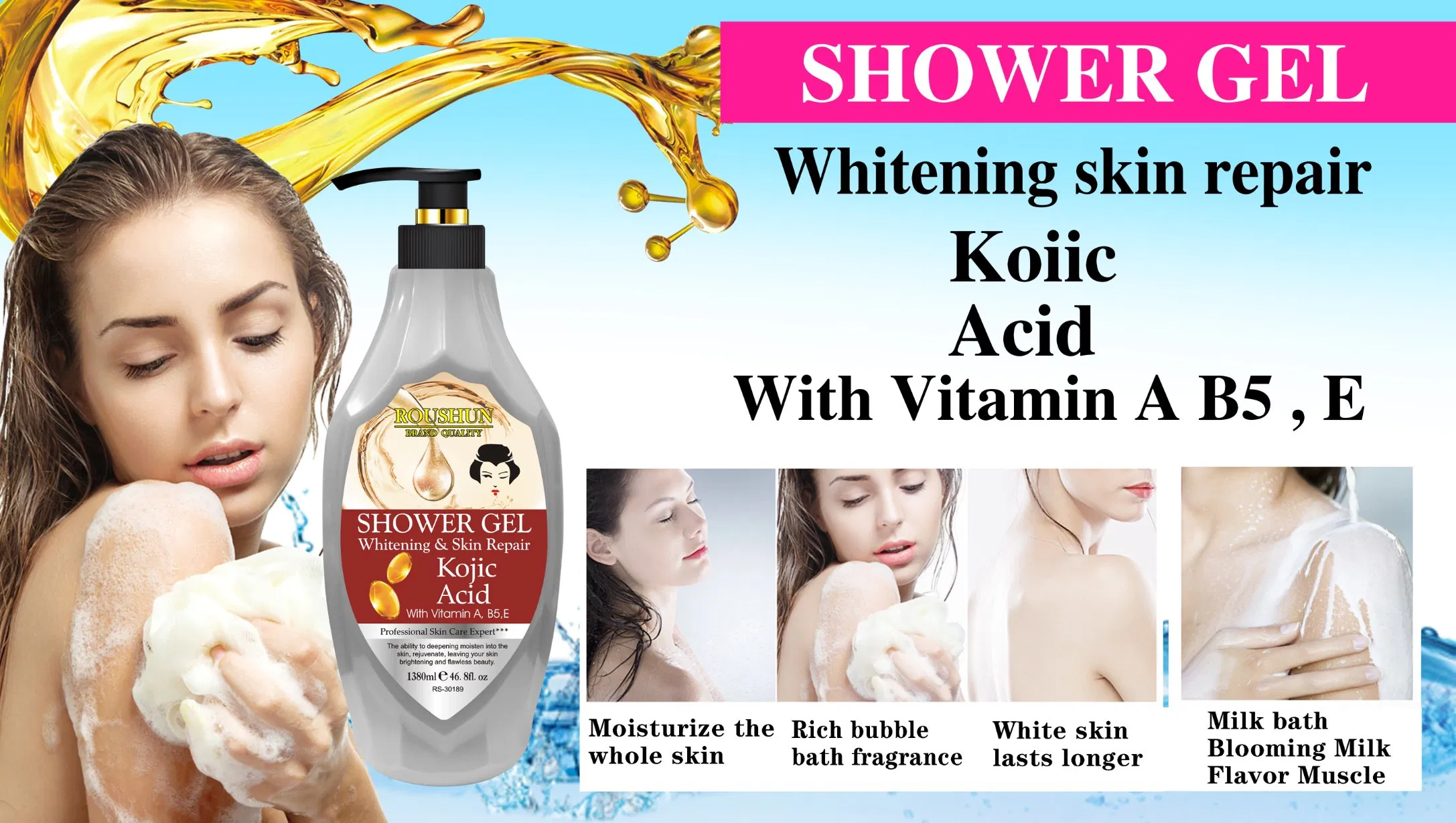 Roushun Whitening Skin and Repair Shower Gel for All Skin Type