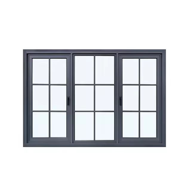 High Quality Energy Efficient Aluminum Windows Frame 2 Tracks Sliding Window Horizontal Slider Window