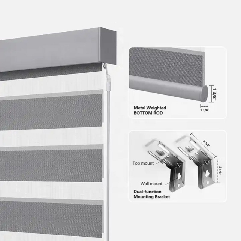 Automatic Blackout Cordless Zebra Blinds for Windows Free-Stop Window Blinds