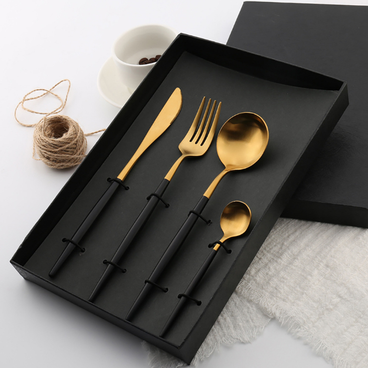 Portugal Stainless Steel 18/8 Gold Plated Matte Gold Cutlery Set