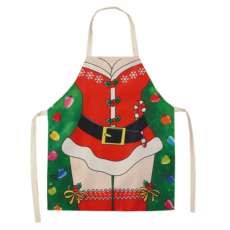 Cute Adjustable Kitchen Chef Bib BBQ Cooking Christmas Elf Apron for Adult