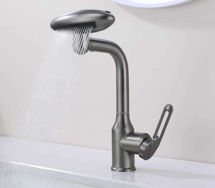 European UK Luxury Style Decoration Deck Mount Black Chrome Plating Waterfall Bathroom Brass Basin Sink Faucet Taps Tap Mixer