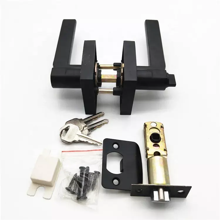 Modern Luxury Oil Rubbed Bronze Zinc Alloy Square Rosette Locks Handle Door Lever Door Handle Set Locks for Bathroom Bedroom