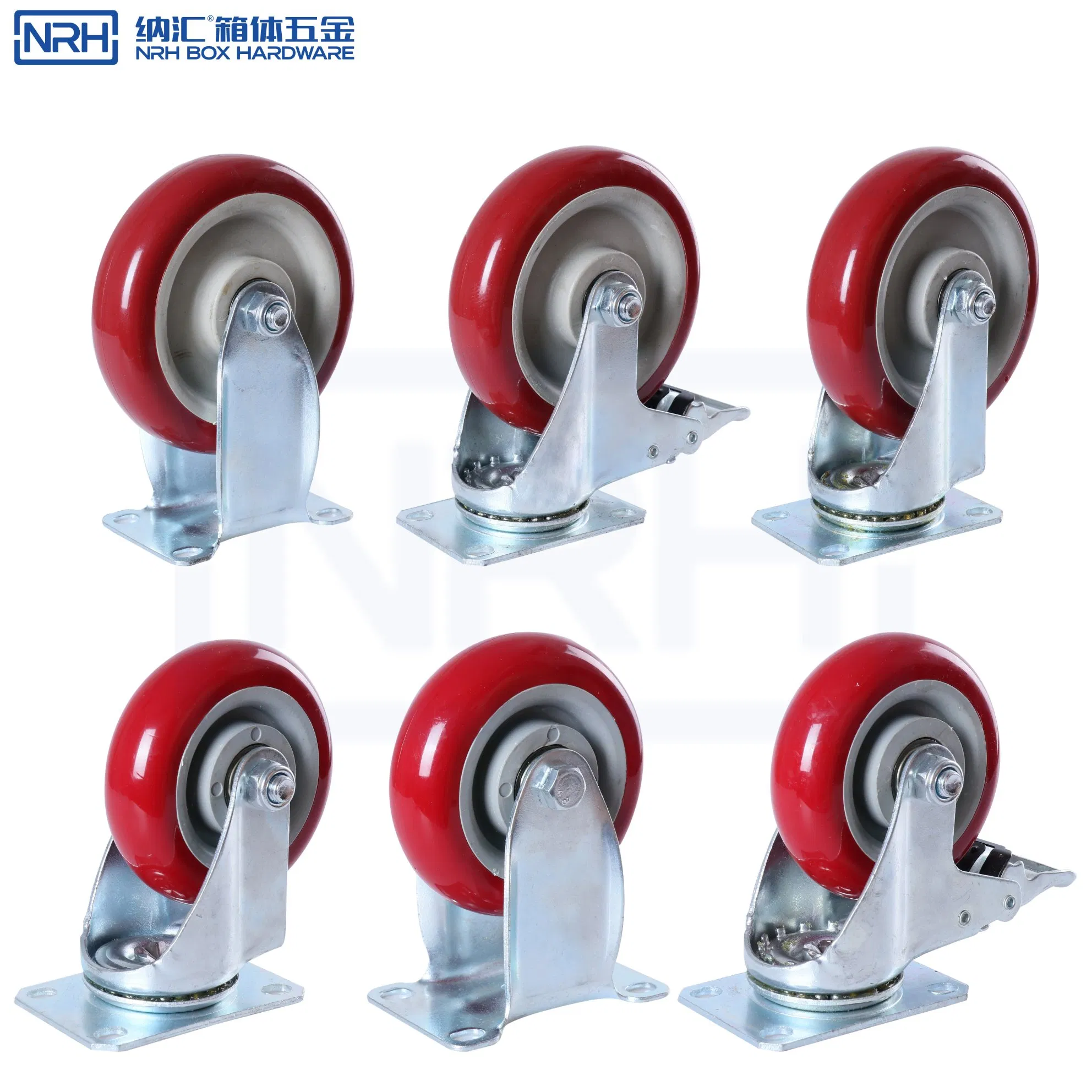 Nrh 9209 3/4/5/6inch Medium Duty Industrial Red Castor PVC/PU Rotating Caster Wheel for Trolley