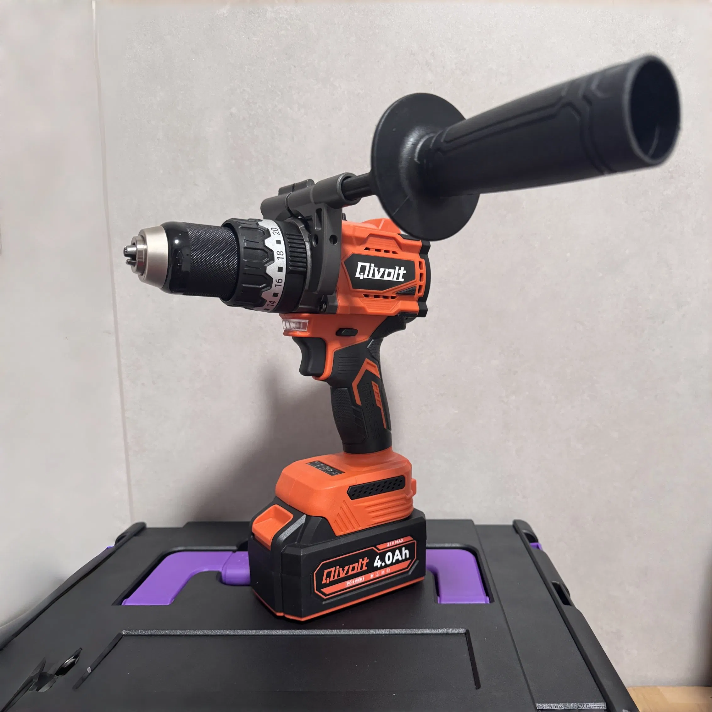 Qivolt Professional Cordless Tools Combo Kits 20V Electric Impact Hammer Drill Power Set