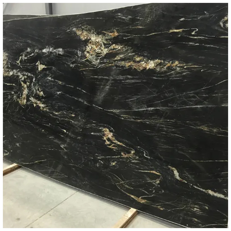 Luxury Brazilian Belvedere Black Gold Quartzite Slabs