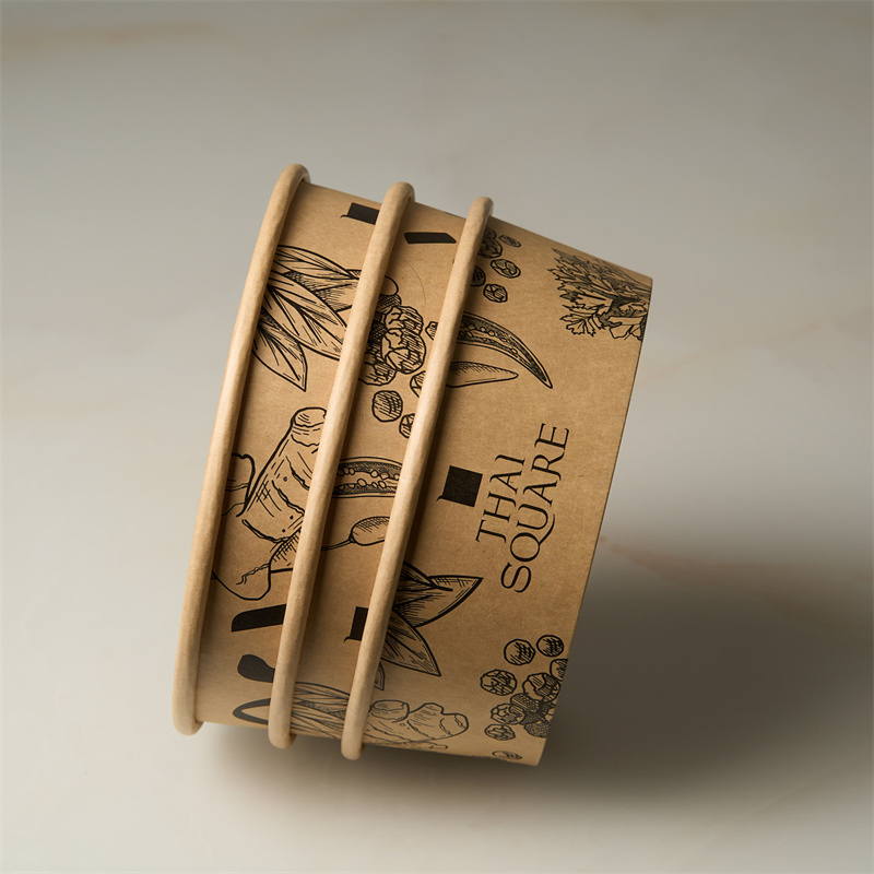 Personalized Disposable Salad Paper Bowl Kraft Paper Takeout Food Container