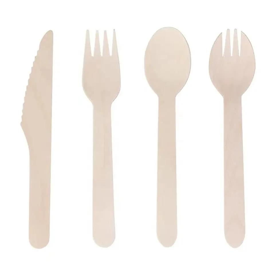 Food Grade Eco-Friendly Hygienic Biodegradable Disposable Wooden Knife Fork Spoon