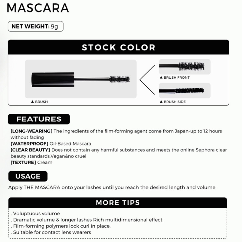 12 Hours Fading Free Volume Makeup Black Mascara Oil Based Mascara Cream Lash Mask