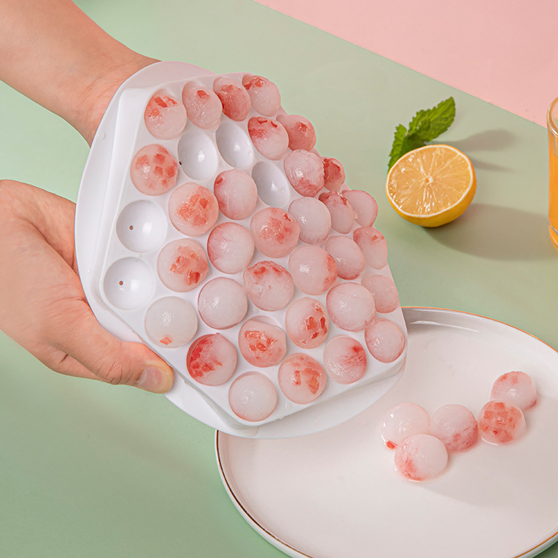 37 Cells Household Durable Plastic Ice Cube Tray Spherical Ice Lattice Ice Mold with Cover