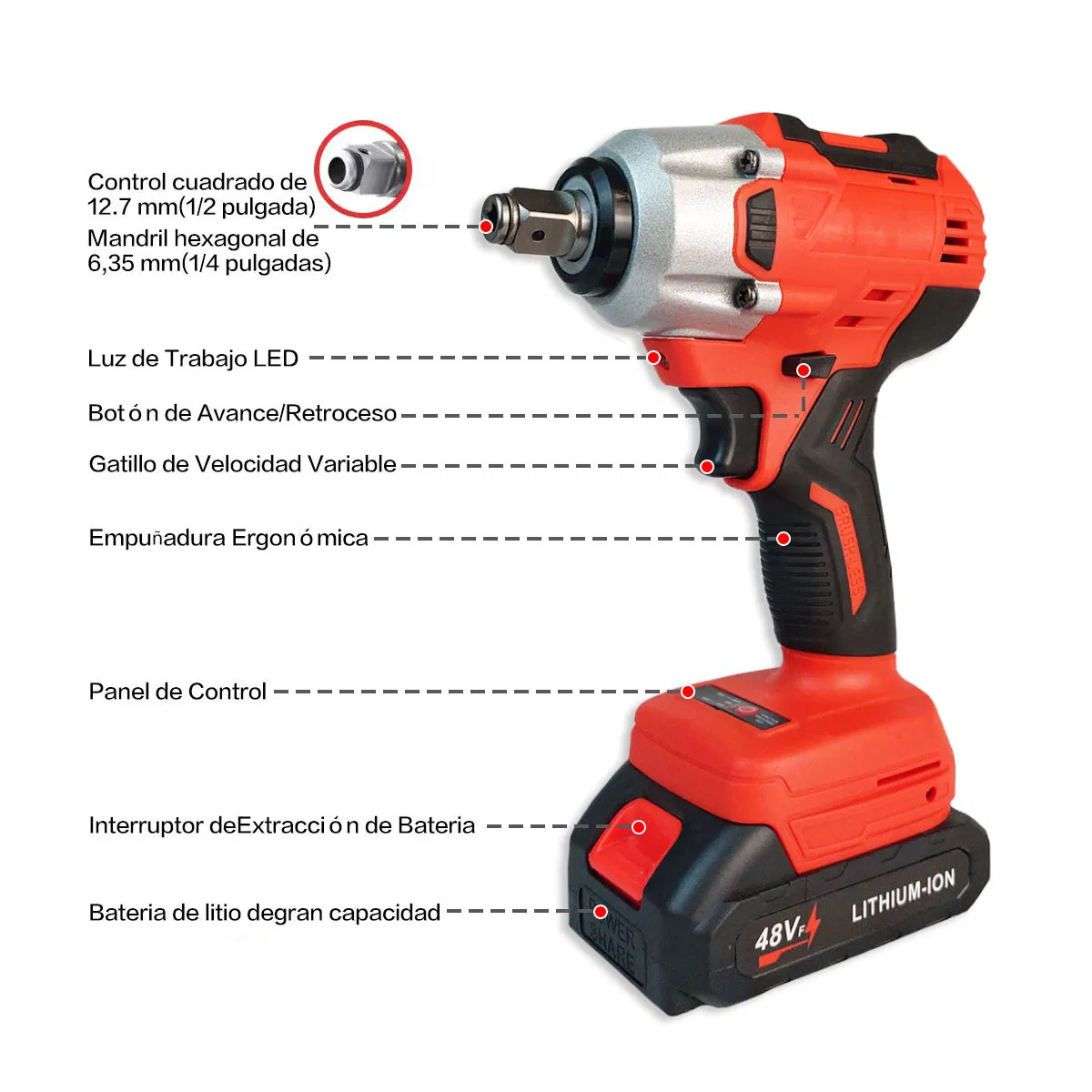 Cordless High Torque Impact Wrench Brushless Electric Wrench Heavy Electric Bolt Wrench Power Tool Two 3.0ah Batteries