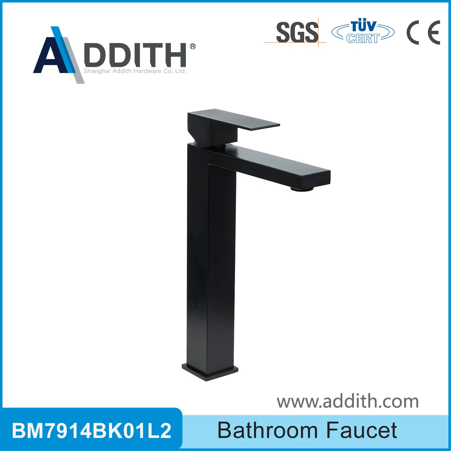 304 Stainless Steel Certified Black Bathroom Faucet with Base Plate Sedal Cartridge