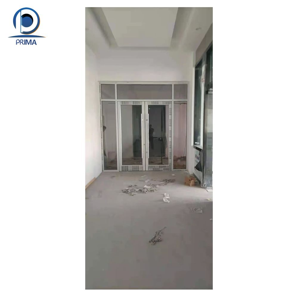 Imagery Kfc Double Entrance Door Design Spring Floor Shop Front Door with Aluminum Frame Glass