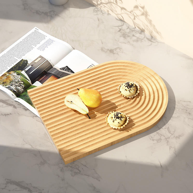 Elegant Wooden Serving Board for Coffee, Tea, and Snacks