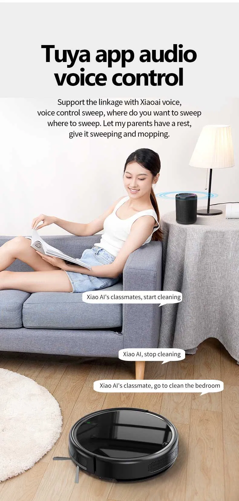 Smart Robot Vacuum Cleaner Controlled by Tuya APP and Voice Control
