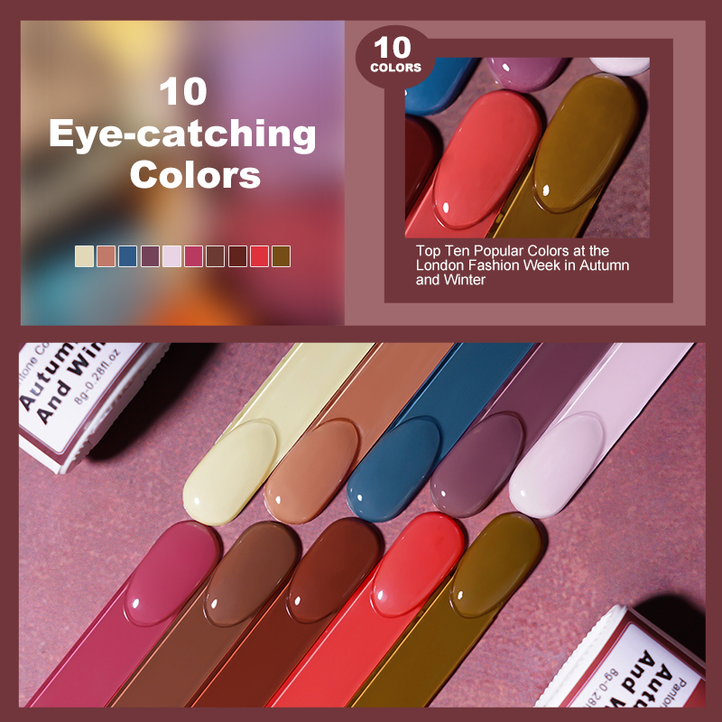 R S Nail Popular 8g Pantone Color Gel Polish 10 Color OEM/ODM Accepted Wholesale UV LED Varnish Gel Long Lasting Easy to Apply