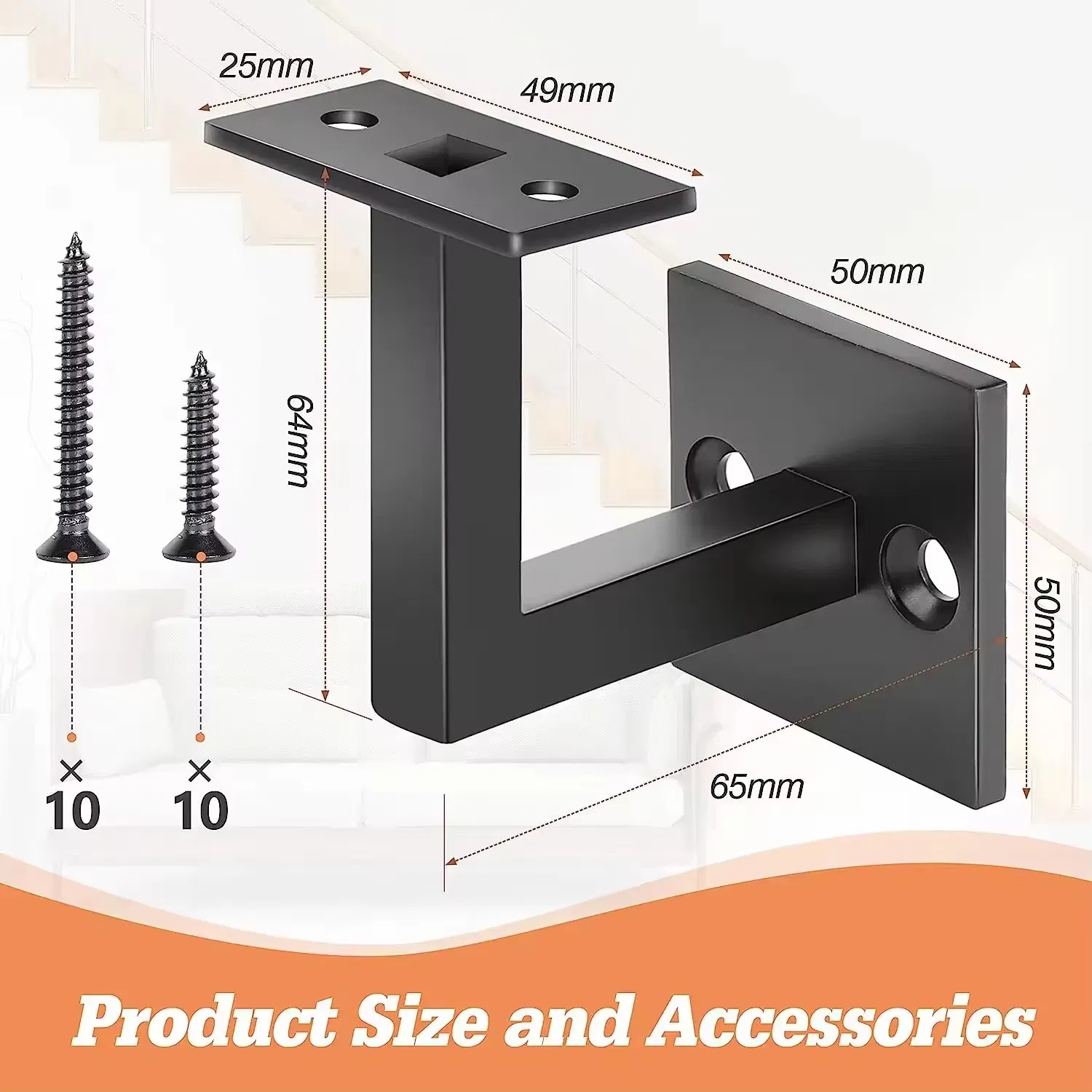 Heavy-Duty Metal Adjustable Square Wall Shelf Handrail Brackets Kit