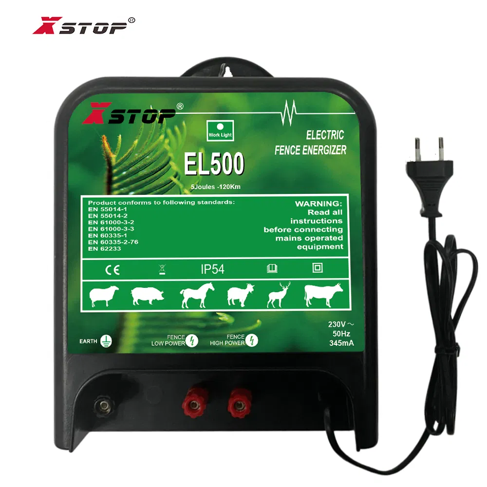 CE Certificated Electronic Fence Energizer 120km Length Effective Live Stock Animal Controller EL500