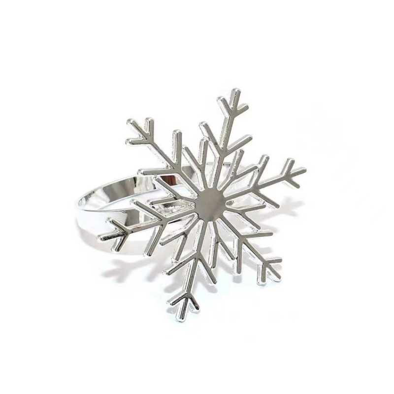 Christmas Snowflake Napkin Rings Gold Napkin Buckle Table Decorations for Festival Parties