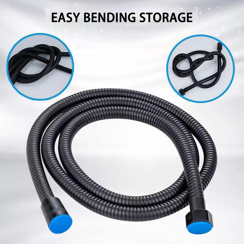 Black Stainless Steel 304 Shower Hose Electroplated Encrypted Tube Shower Head High Pressure Metal Shower