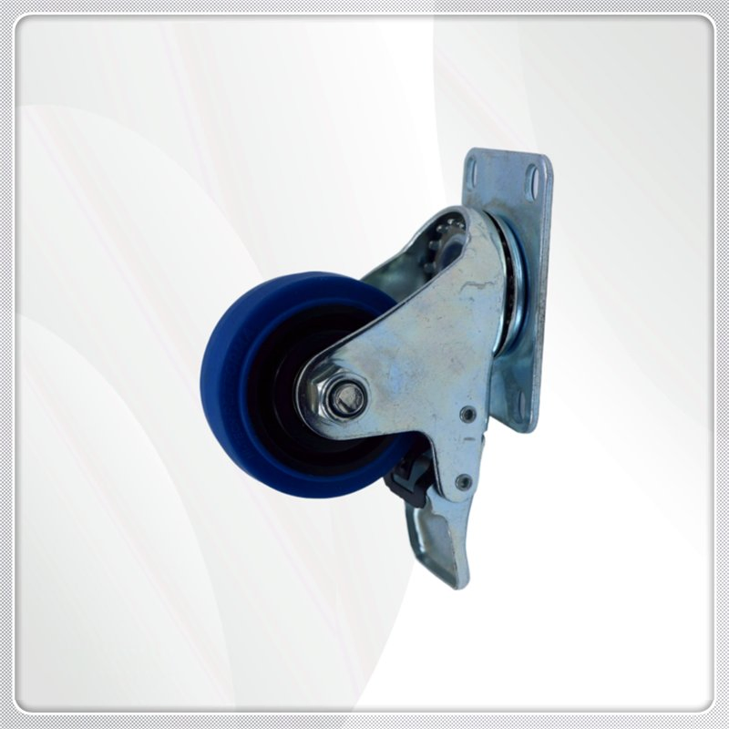Industrial PU Casters Manual Trolleys Medium-Sized Blue Industrial Equipment Wheels Casters