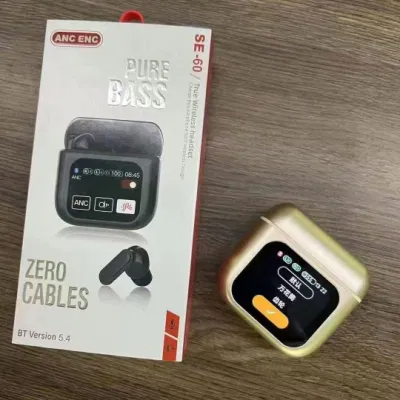 Zero Cables LCD Display Earbuds Se-60 with Anc and Touch Screen Anc High Quality