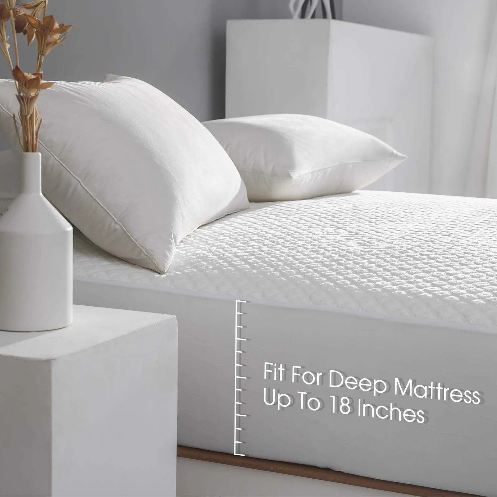 Waterproof Mattress Protector Fitted Mattress Pad Cover with Deep Pocket