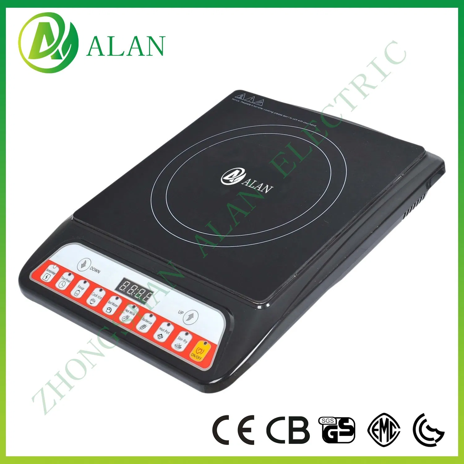 White Color Crystal Plate Slant Control Surface Press Model Induction Cooker Hob
