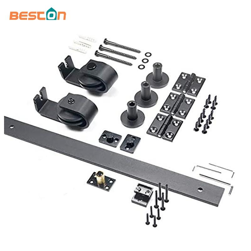 Mounted Black Roller Bifold Door Barn Style Bi Folding Barn Door Kit