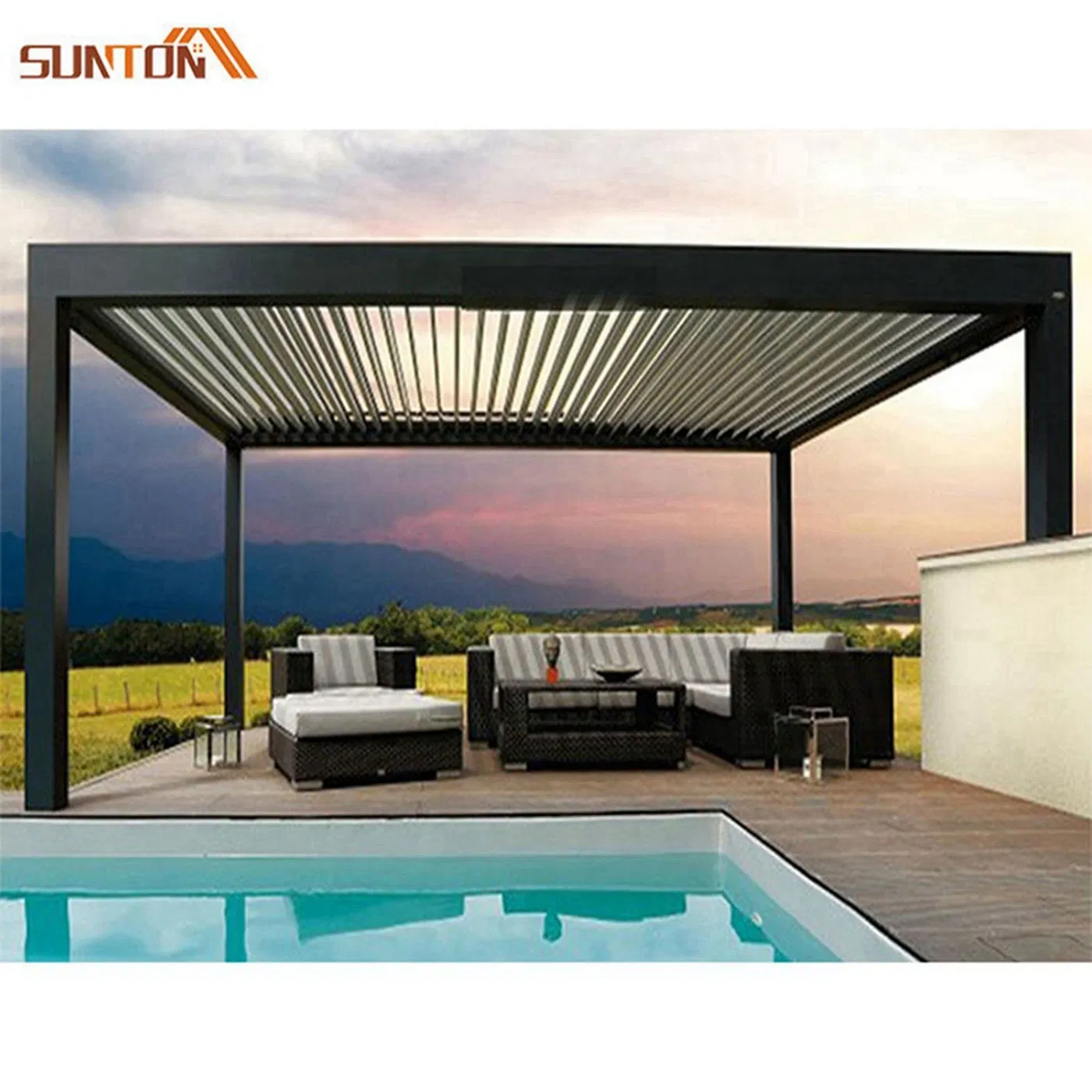 Electrical Aluminum Bioclimatic Pergola Arches Trees Roof Pavilion for Arbours Pergolas & Bridges