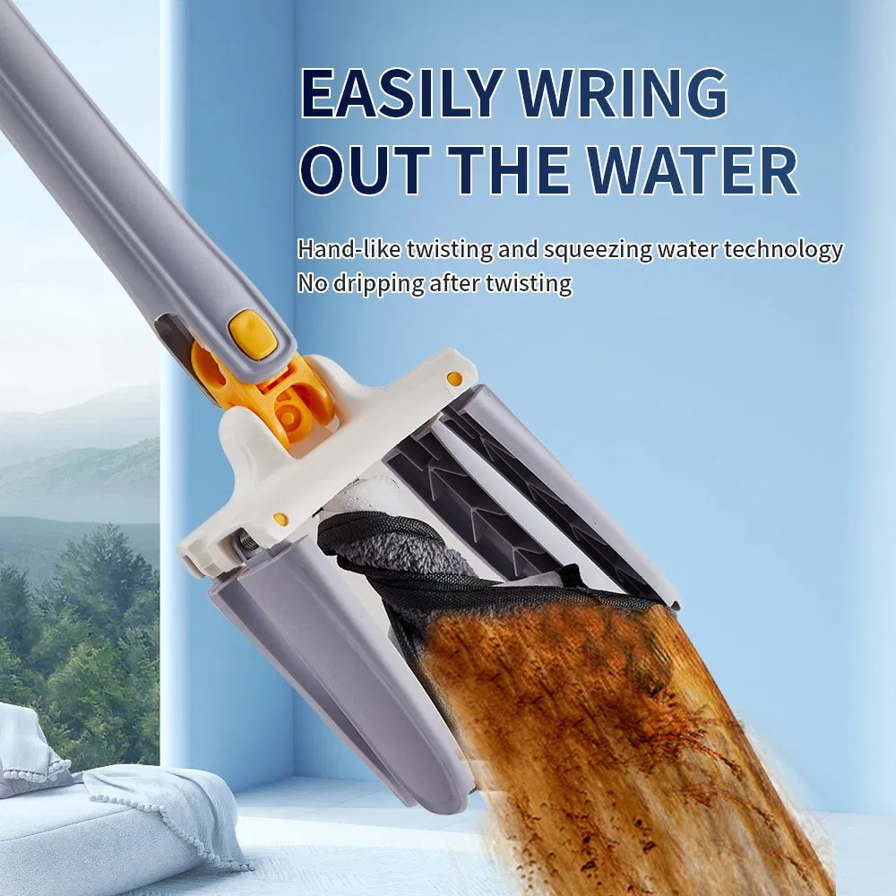 High Efficiency Flat Mop Microfiber Pad Stainless Steel Telescopic Handle Mop