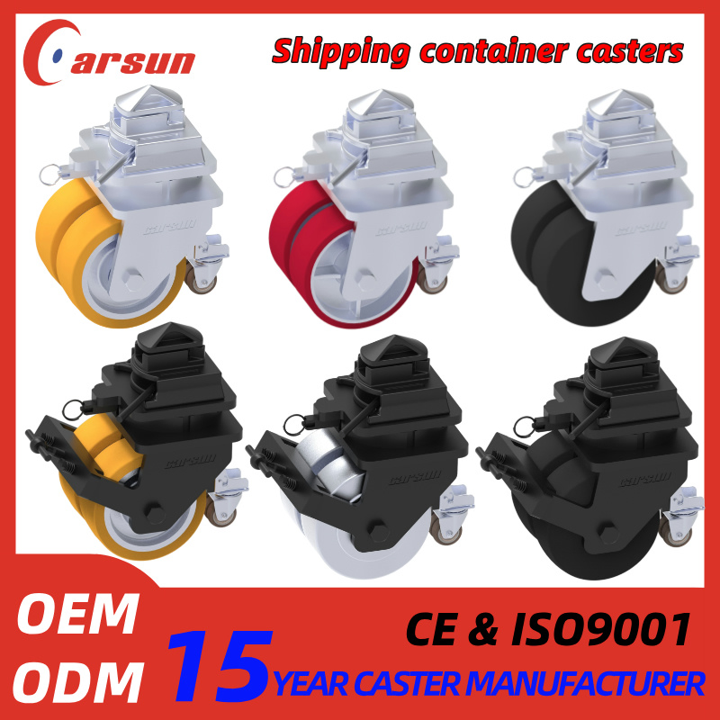 Carsun 6/8/10/12 Inch Shipping Container Casters & Shipping Container Wheels with Twist-Lock