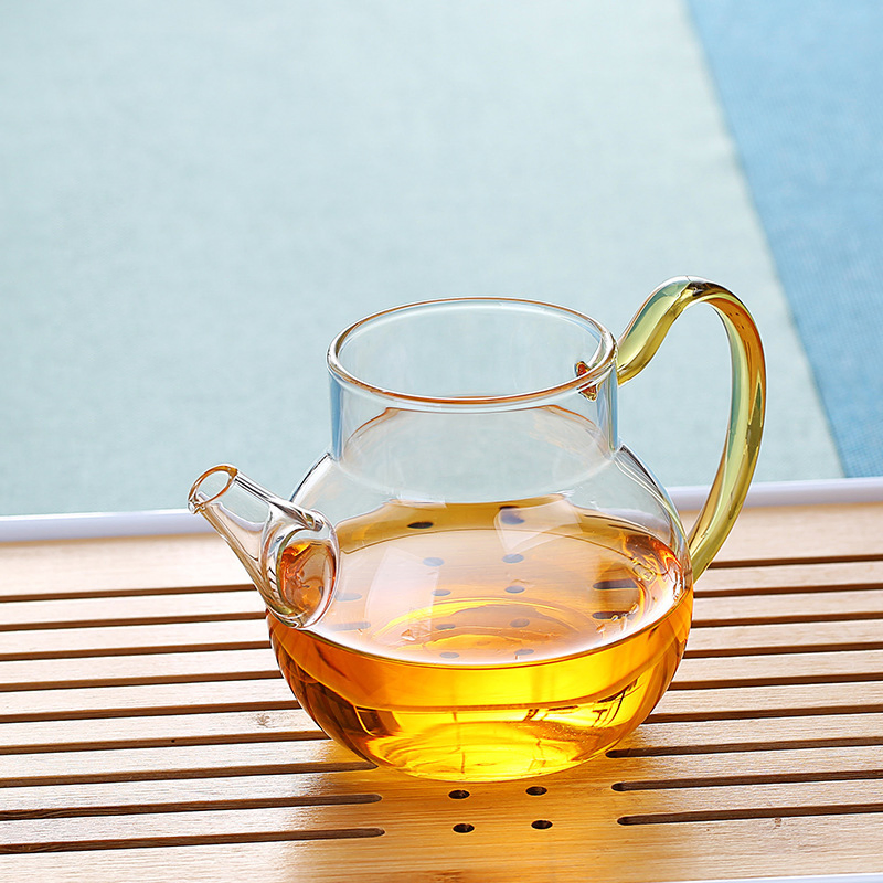 Стеклянный чайник 200 мл, ручная работа, жаропрочное стекло