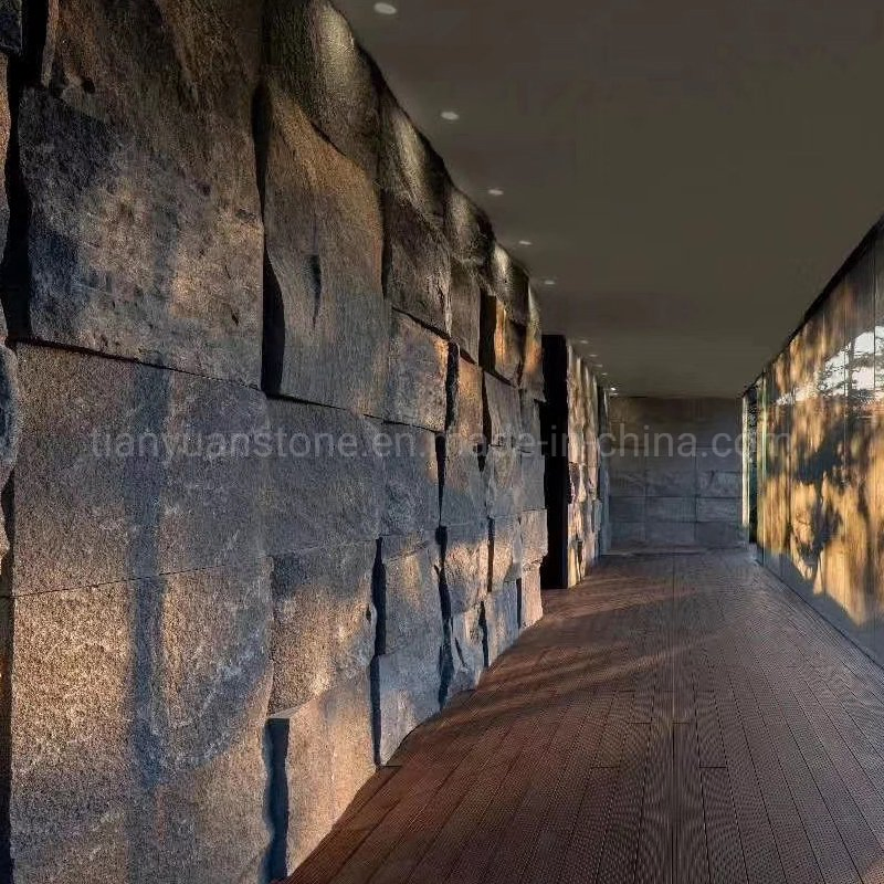 Natural Black Limestone Loose Wall Cladding Split Big Blocks for Wall