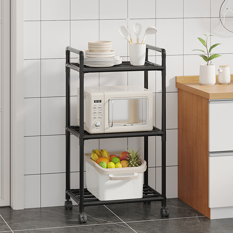 Metal Bakers Rack Microwave Stand Coffee Bar Kitchen Storage Shelf Kitchen Trolley with S Shaped Hooks Kitchen Shelves Organizer Storage Rack Shelf