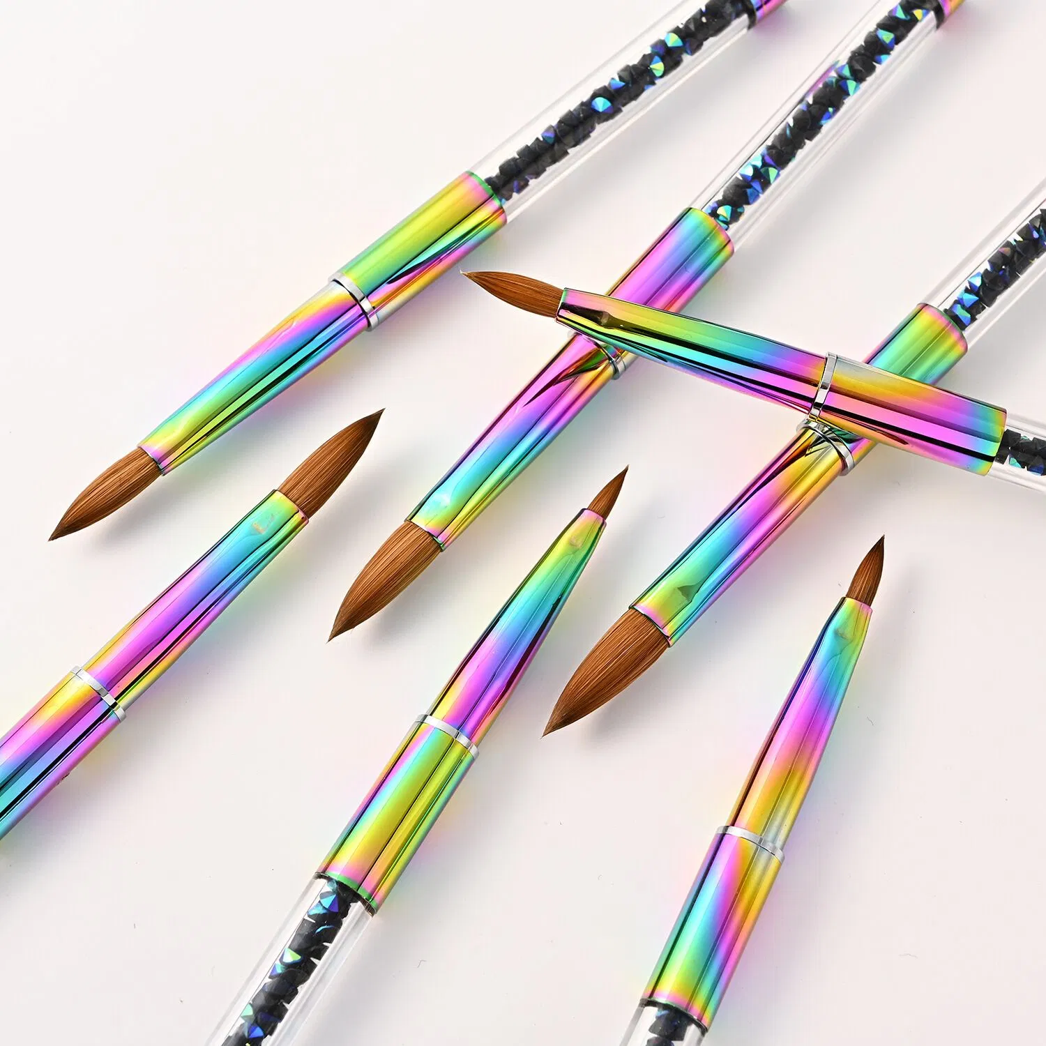 Wholesale Acrylic Nail Brush Clear Rhinestones Handle Nail Tool Kolinsky Acrylic Brush Nail Brushes