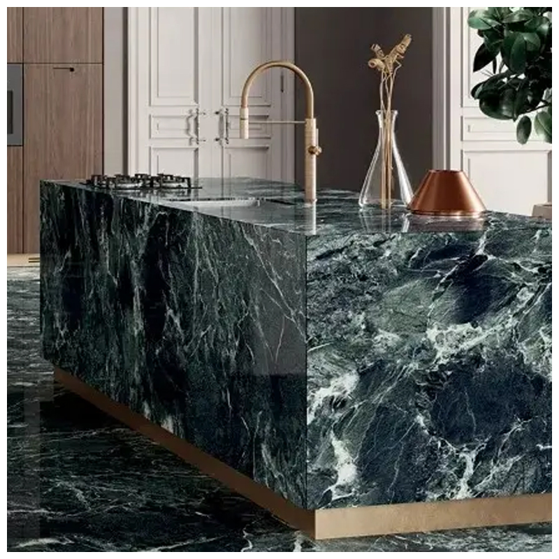 Verde Alpi Green Marble Effect Porcelain Slabs